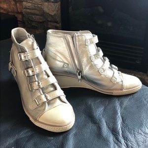 Ash metallic silver wedge